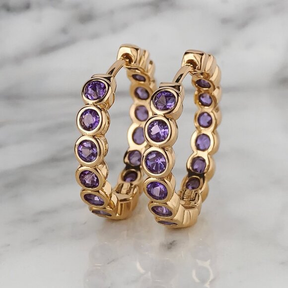 “Lana” Gemstone Hoops - Picture 3 of 3